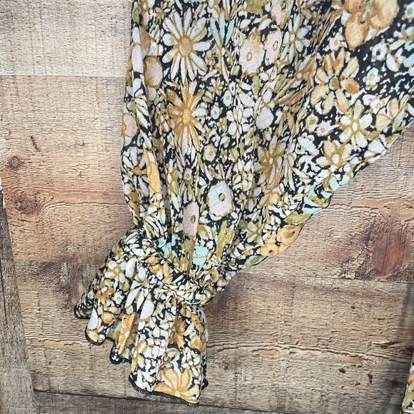 Free People Feeling Groovy Maxi Dress Black Combo Floral Size Small - Picture 4 of 14